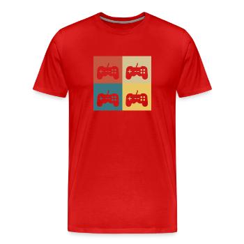 Retro-Vintage-Konsole - Männer Premium Bio T-Shirt - Rot - Vorne - Damien (186cm)
