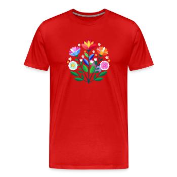 Subtile Bi Pride Blumen - Männer Premium Bio T-Shirt - Rot - Vorne - Damien (186cm)