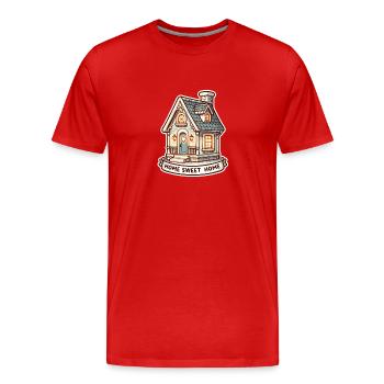 Home Sweet Home - Haus Illustration - Männer Premium Bio T-Shirt - Rot - Vorne - Damien (186cm)