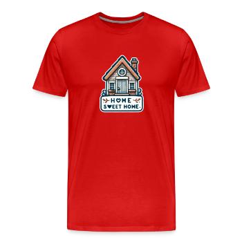 Home Sweet Home - Haus Illustration - Männer Premium Bio T-Shirt - Rot - Vorne - Damien (186cm)