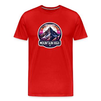 Mountain High - Berg Illustration - Men's Premium Organic T-Shirt - red - Front - Damien (186cm)