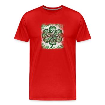St. Patrick´s Day Mandala Kleeblatt Irland - Männer Premium Bio T-Shirt - Rot - Vorne - Damien (186cm)