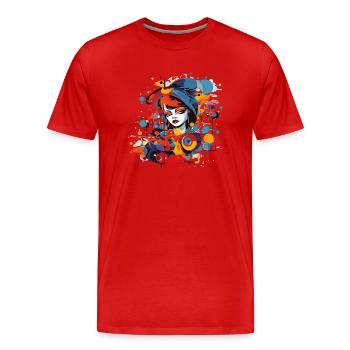 Beautiful female paint art Face colorful woman - Men's Premium Organic T-Shirt - red - Front - Damien (186cm)
