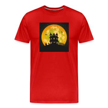Maison hantée effrayante avec pleine lune - T-shirt bio Premium Homme - rouge - Devant - Damien (186cm)