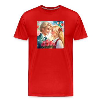 Verliebt sein, ist schön - Männer Premium Bio T-Shirt - Rot - Vorne - Damien (186cm)