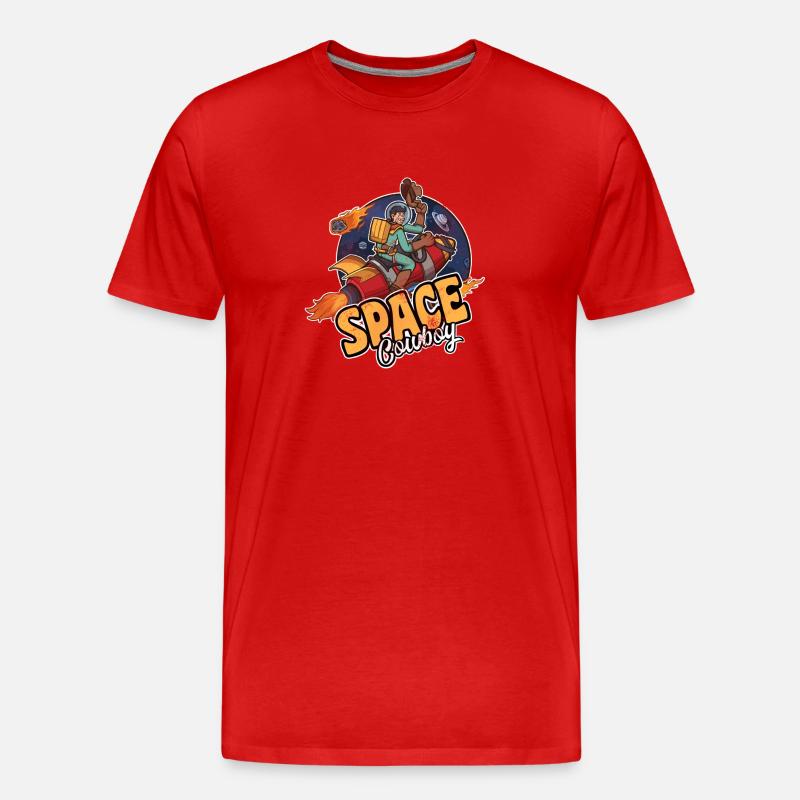 Space Cowboy Astronaut auf Rakete - Männer Premium Bio T-Shirt - Rot