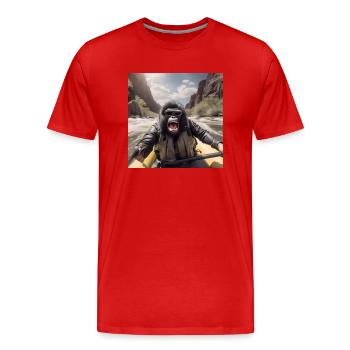 Rafting Gorilla - Men's Premium Organic T-Shirt - red - Front - Damien (186cm)