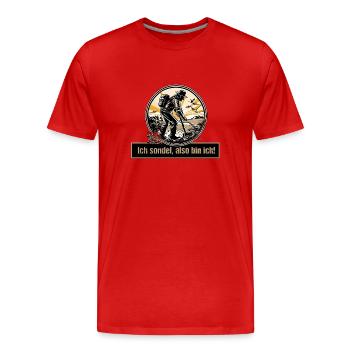 Sondeln - Männer Premium Bio T-Shirt - Rot - Vorne - Damien (186cm)
