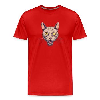 Face Cat - Men's Premium Organic T-Shirt - red - Front - Damien (186cm)