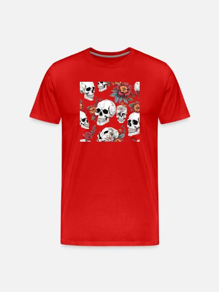 Skull and flowers - Men's Premium Organic T-Shirt - red