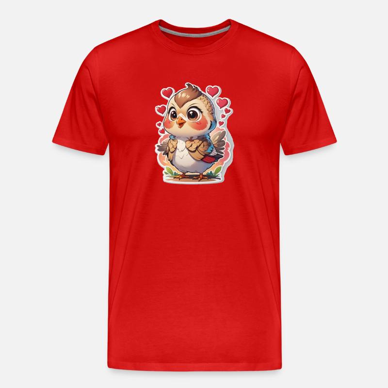 Vogel süß Herzen - Männer Premium Bio T-Shirt - Rot