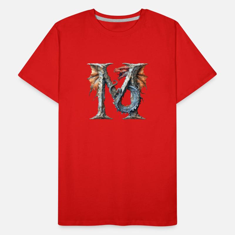 Buchstabe "M" im Drachendesign. Männer Premium Bio T-Shirt