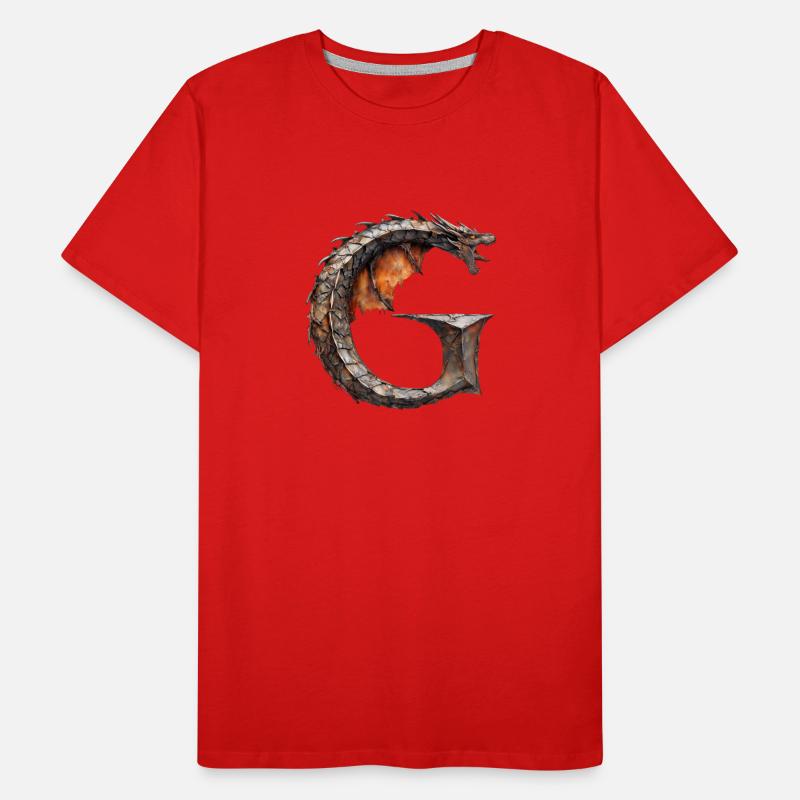 Buchstabe "G" im Drachendesign. Männer Premium Bio T-Shirt