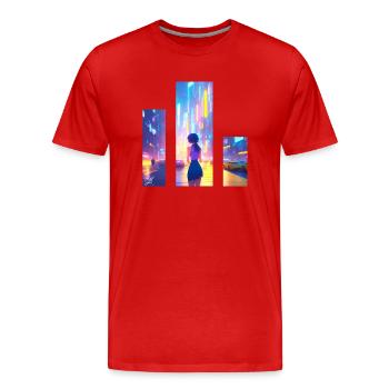 Mädchen in der Stadt - Männer Premium Bio T-Shirt - Rot - Vorne - Damien (186cm)