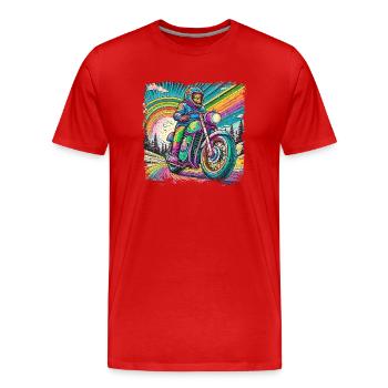 Berge im psychedelischem Biker-Rausch - Männer Premium Bio T-Shirt - Rot - Vorne - Damien (186cm)