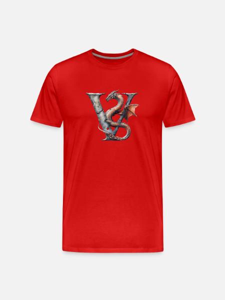 Buchstabe "V" im Drachendesign. - Männer Premium Bio T-Shirt - Rot