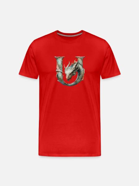 Letter "U" in dragon design. - Men's Premium Organic T-Shirt - red