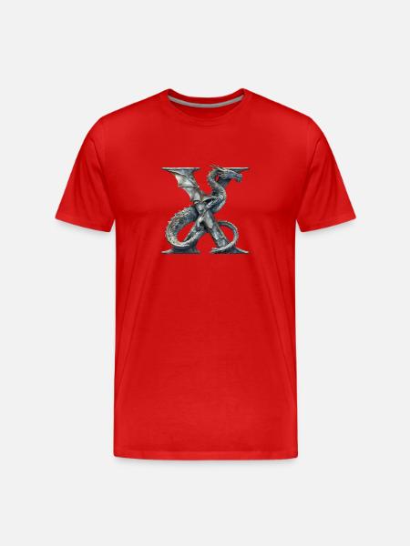Letter "X" in dragon design. - Men's Premium Organic T-Shirt - red