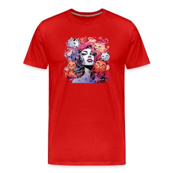 Beautiful female paint art Face colorful woman - Men's Premium Organic T-Shirt - red - Front - Damien (186cm)