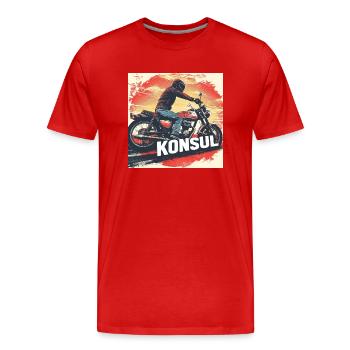 KraftFahrKonsul Spirit60 - Männer Premium Bio T-Shirt - Rot - Vorne - Damien (186cm)