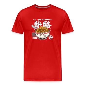Ich liebe Mac & Cheese Cartoon - Männer Premium Bio T-Shirt - Rot - Vorne - Damien (186cm)