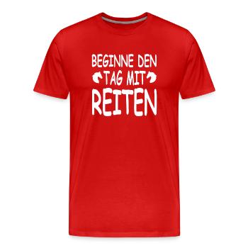 Reiten - Männer Premium Bio T-Shirt - Rot - Vorne - Damien (186cm)