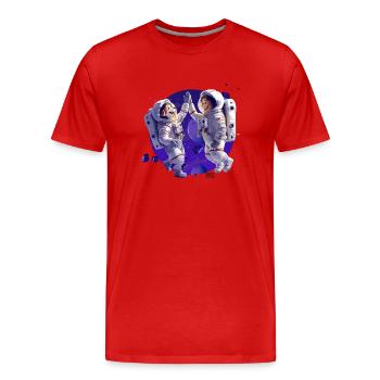 Bienvenue dans l’espace ! - T-shirt bio Premium Homme - rouge - Devant - Damien (186cm)