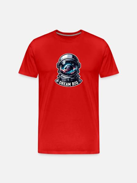 Dream Big - Astronaut Illustration - Men's Premium Organic T-Shirt - red