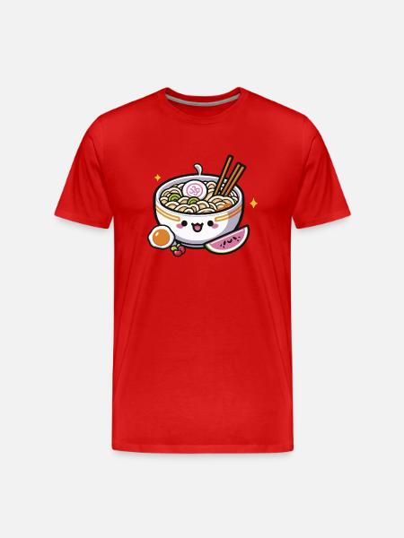 Süßes Kawaii-Ramen-Essen - Männer Premium Bio T-Shirt - Rot