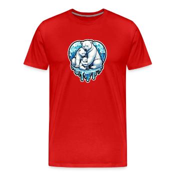 famille ours polaire fonte glace - T-shirt bio Premium Homme - rouge - Devant - Damien (186cm)
