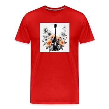 GUITARE EN FLEURS - T-shirt bio Premium Homme - rouge - Devant - Damien (186cm)
