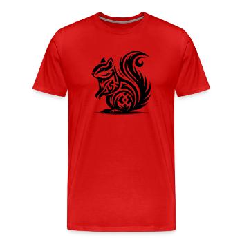 Niedliches Eichhörnchen in Tattoo Style - Männer Premium Bio T-Shirt - Rot - Vorne - Damien (186cm)