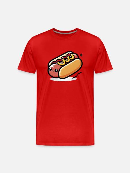 Cute Kawaii Hot dog - Men's Premium Organic T-Shirt - red