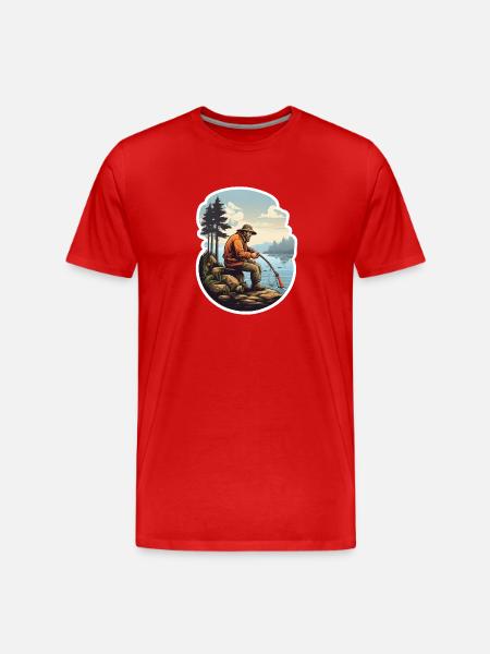 Fischermann Angler - Männer Premium Bio T-Shirt - Rot