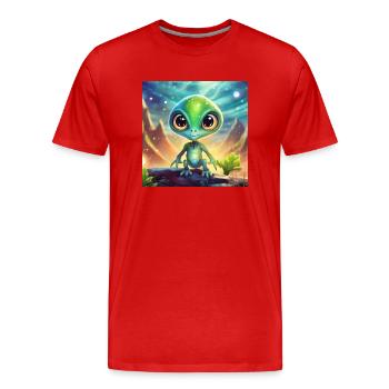 Glühwürmchen Niedlicher Alien-Charakter 28830 - Männer Premium Bio T-Shirt - Rot - Vorne - Damien (186cm)
