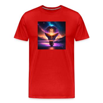 Firefly Thought Incandescent 60828 - Men's Premium Organic T-Shirt - red - Front - Damien (186cm)