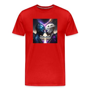 Firefly Person Ying Yang - Men's Premium Organic T-Shirt - red - Front - Damien (186cm)