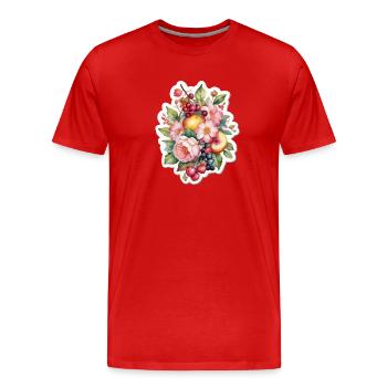 Blumen und Obst - Männer Premium Bio T-Shirt - Rot - Vorne - Damien (186cm)