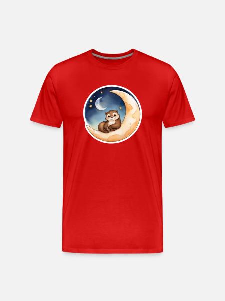 Otter sitzt im Mond - Männer Premium Bio T-Shirt - Rot