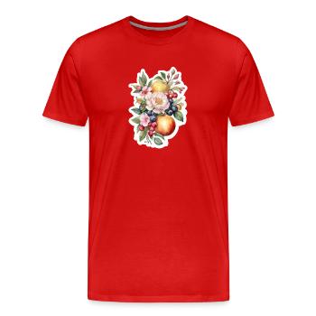 Blumen und Obst - Männer Premium Bio T-Shirt - Rot - Vorne - Damien (186cm)