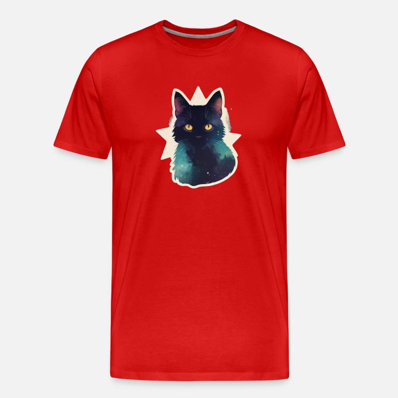 Katze in den Sternen - Männer Premium Bio T-Shirt - Rot