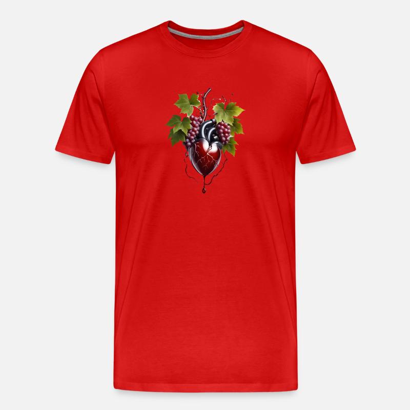 Weintrauben Herz - Männer Premium Bio T-Shirt - Rot