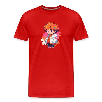 Manga Fille - T-shirt bio Premium Homme - rouge - Devant - Damien (186cm)