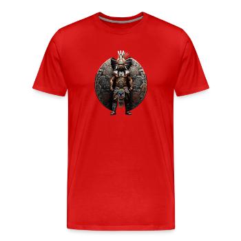 Aztec Warriors - Men's Premium Organic T-Shirt - red - Front - Damien (186cm)