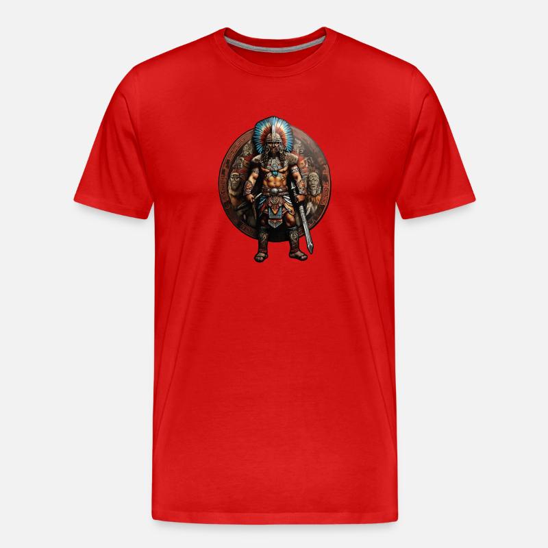 Aztekenkrieger - Männer Premium Bio T-Shirt - Rot