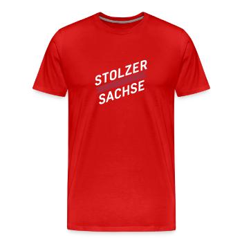 Fière Saxe Saxonne Patrie Amour Identité - T-shirt bio Premium Homme - rouge - Devant - Damien (186cm)