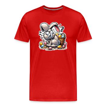 Lapin de Pâques stressé - T-shirt bio Premium Homme - rouge - Devant - Damien (186cm)