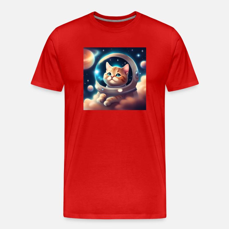 Chat mignon dans l’espace - T-shirt bio Premium Homme - rouge