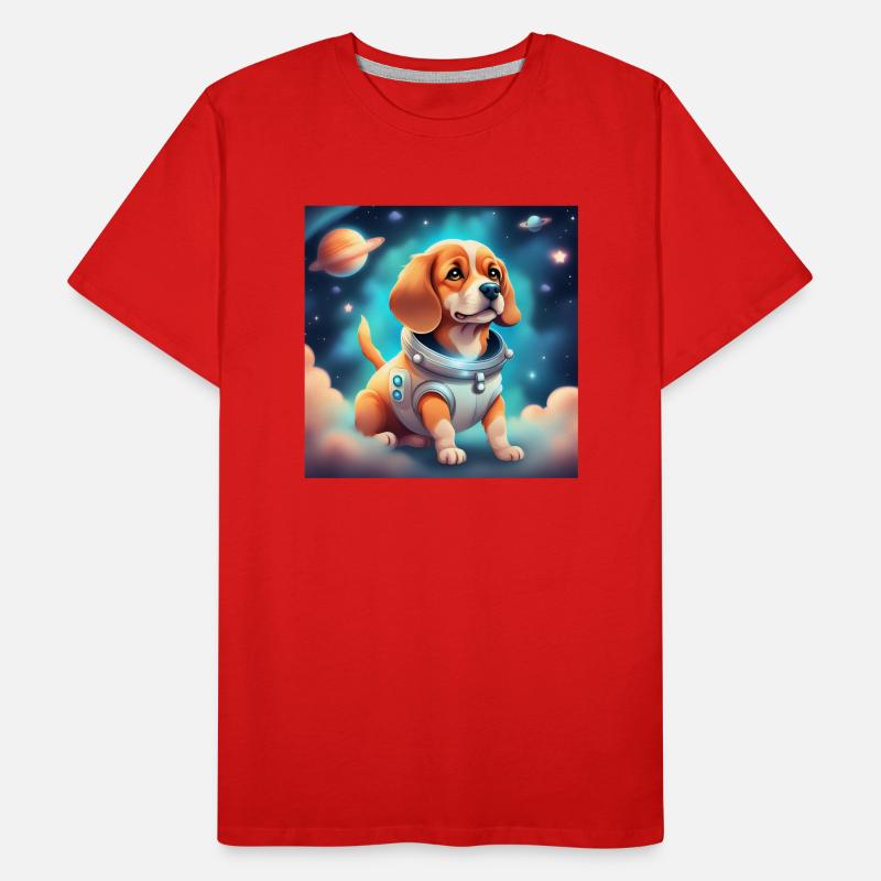 Chien mignon dans l’espace T-shirt bio Premium Homme