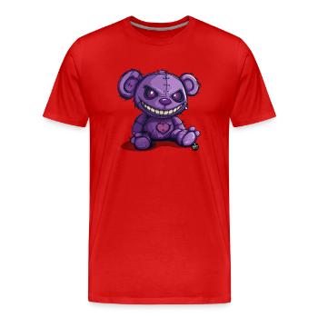 Peluche violette effrayante - T-shirt bio Premium Homme - rouge - Devant - Damien (186cm)
